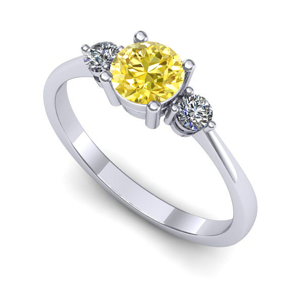 Inel din aur alb cu safir galben