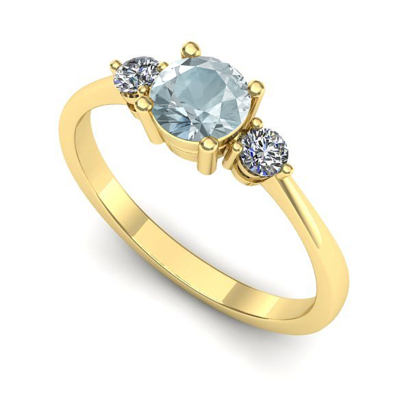 Inel de logodna din aur galben cu aquamarin