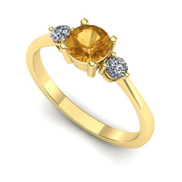 Inel logodna din aur galben cu citrin
