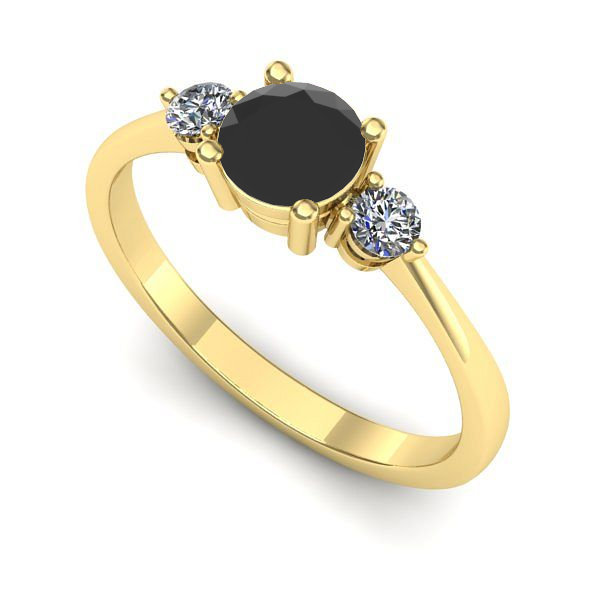 Inel de logodna din aur galben cu diamant negru