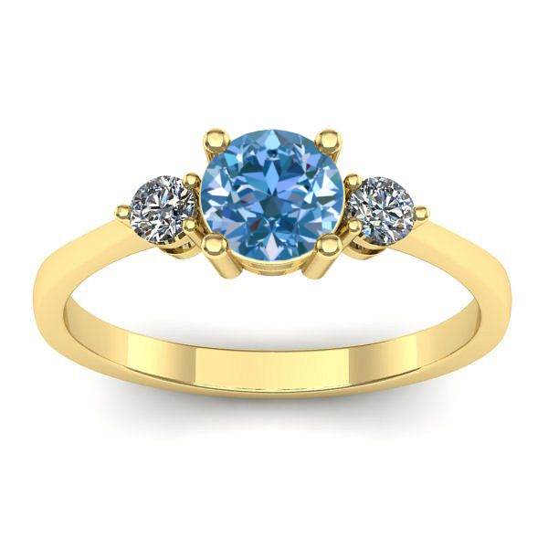 Inel de logodna cu diamant de laborator albastru rotund