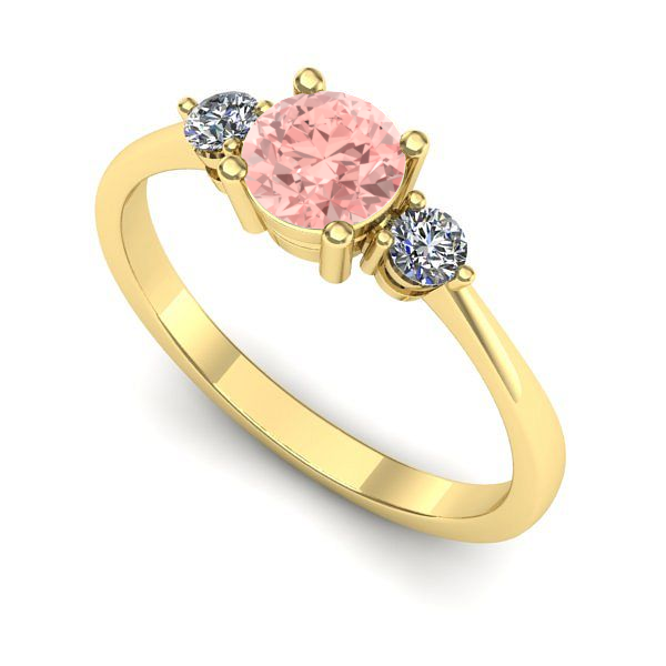 Inel din aur galben cu diamant de laborator roz