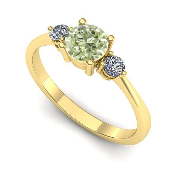 Inel de logodna din aur galben cu diamant de laborator verde