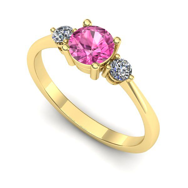 Inel logodna din aur galben cu safir roz