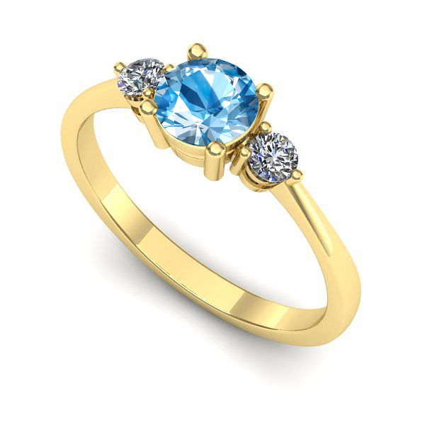 Inel de logodna din aur galben cu topaz blue