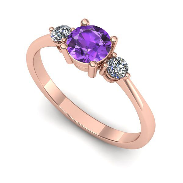 Inel din aur roz cu ametist