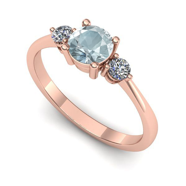 Inel de logodna din aur roz cu aquamarin