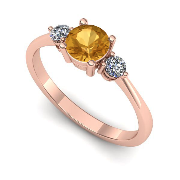 Inel logodna din aur roz cu citrin