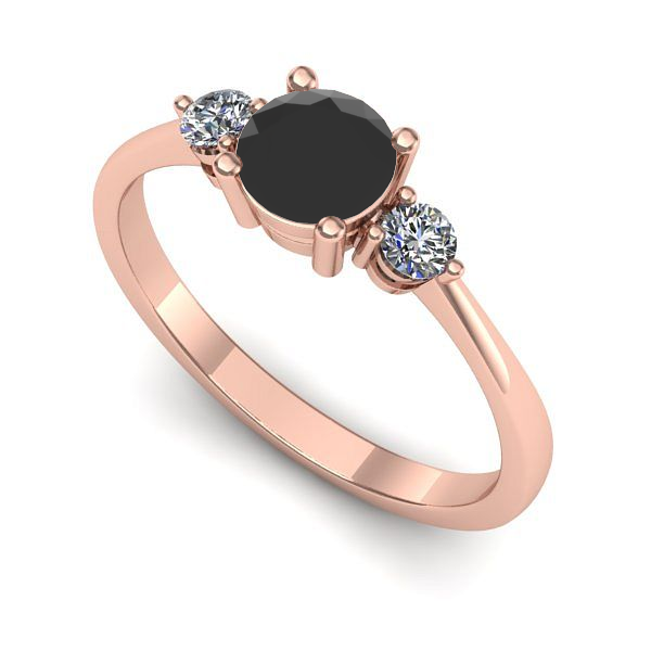 Inel din aur roz cu diamant negru