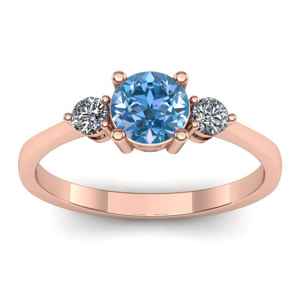 Inel de logodna cu diamant de laborator albastru rotund