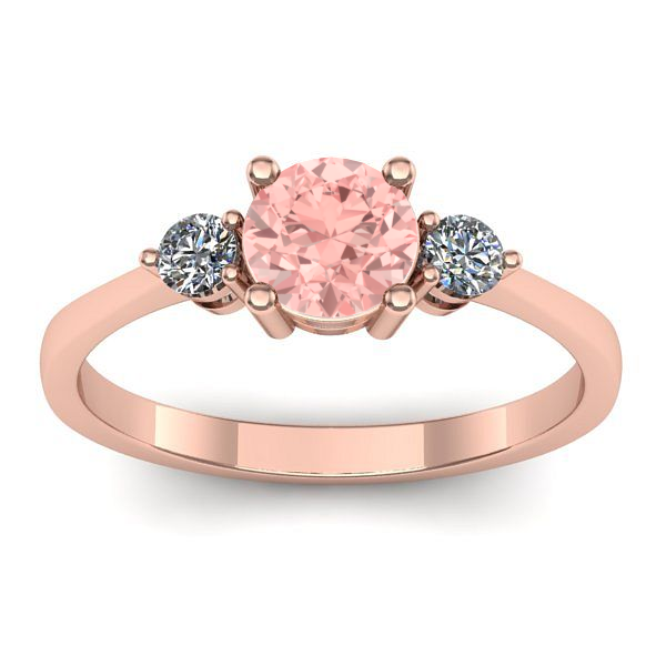 Inel cu diamant de laborator roz rotund