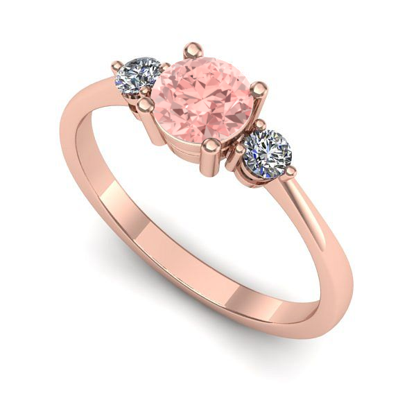 Inel logodna din aur roz cu diamant de laborator roz