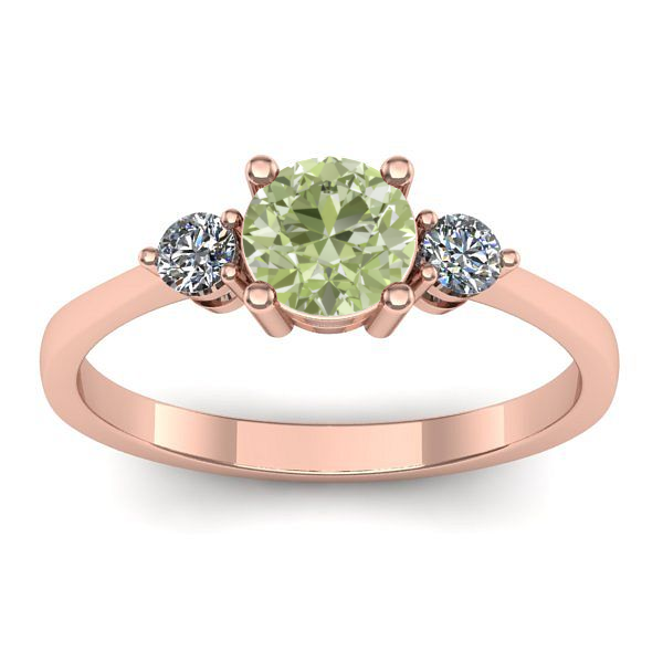 Inel cu diamant de laborator verde rotund