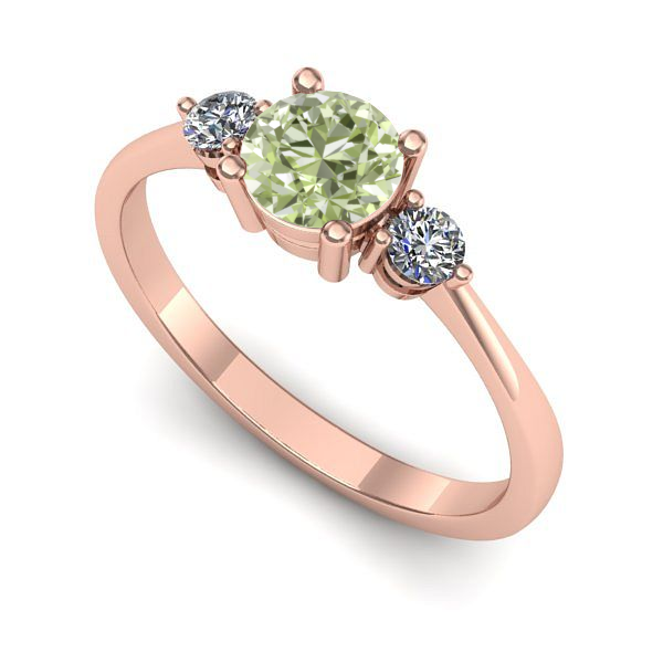 Inel logodna din aur roz cu diamant de laborator verde