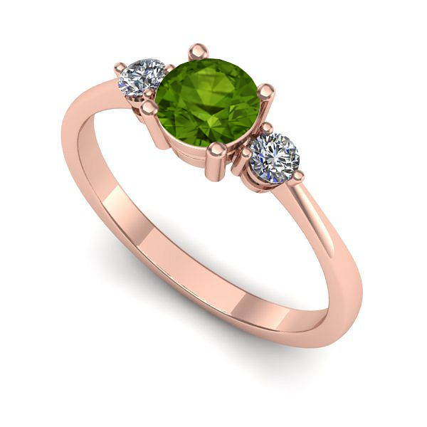 Inel de logodna din aur roz cu peridot