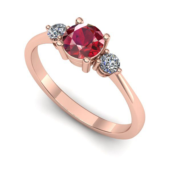 Inel din aur roz cu rubin