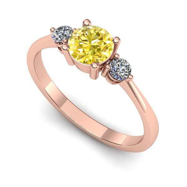 Inel de logodna din aur roz cu safir galben