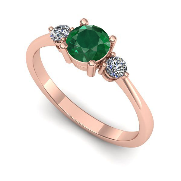 Inel din aur roz cu smarald