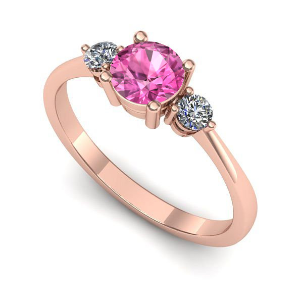 Inel logodna din aur roz cu safir roz