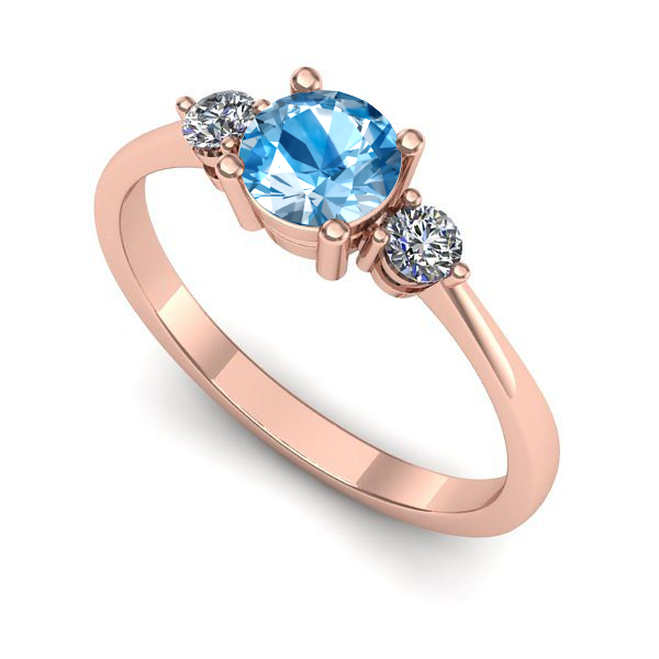 Inel de logodna din aur roz cu topaz blue