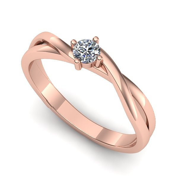 Inel de logodna din aur roz cu diamant