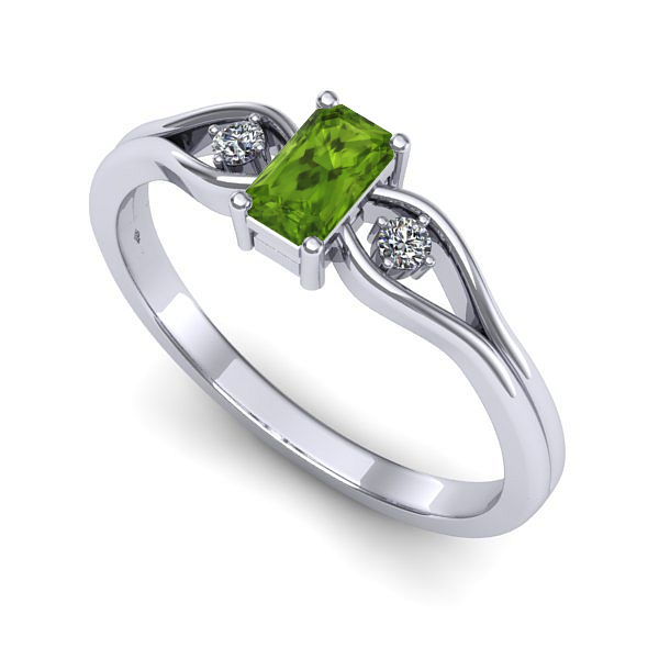 Inel din aur alb cu peridot
