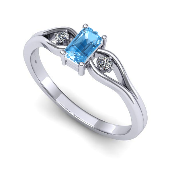 Inel din aur alb cu topaz blue
