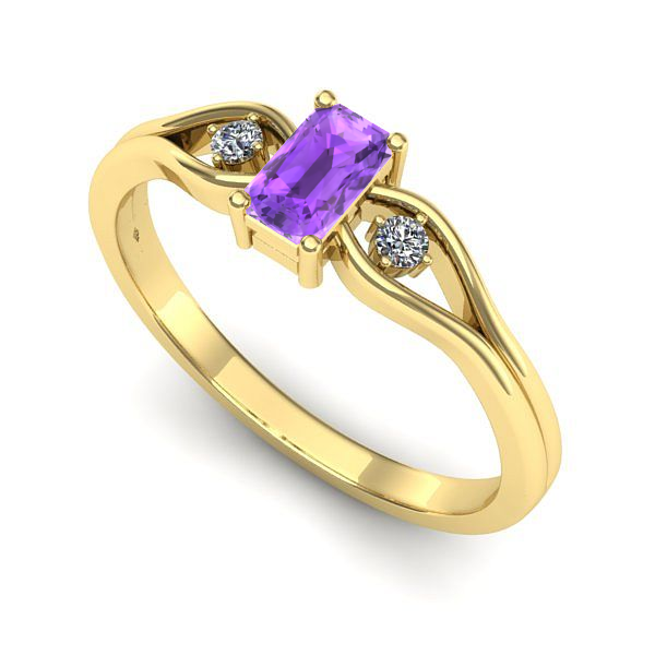 Inel din aur galben cu ametist