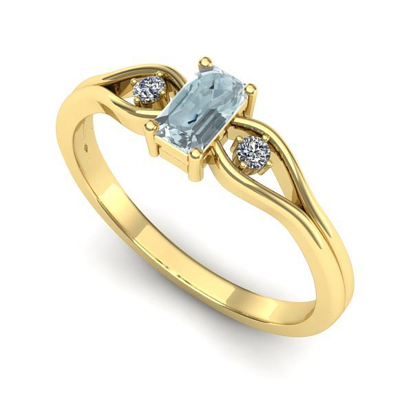 Inel de logodna din aur galben cu aquamarin