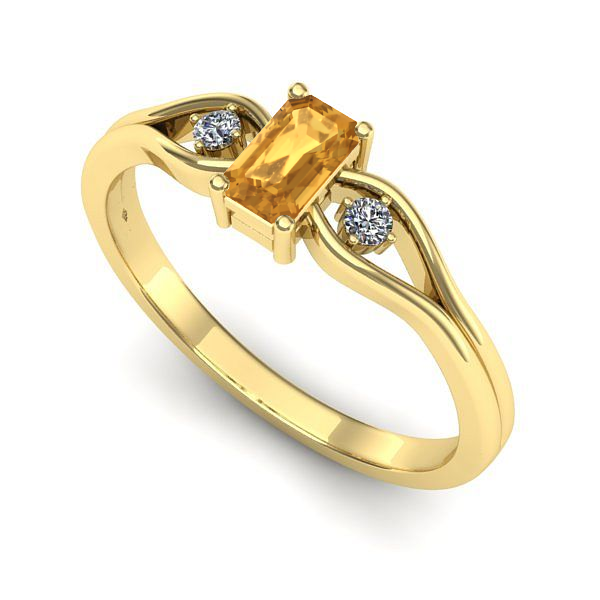 Inel logodna din aur galben cu citrin