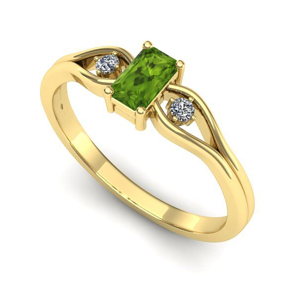 Inel logodna din aur galben cu peridot