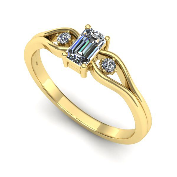 Inel din aur galben cu safir alb