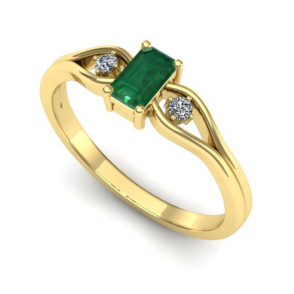 Inel din aur galben cu smarald