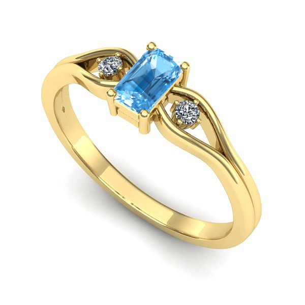 Inel logodna din aur galben cu topaz blue
