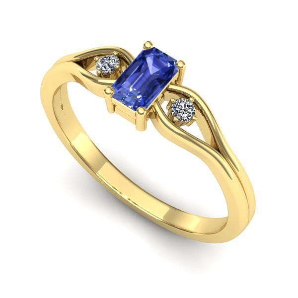 Inel logodna din aur galben cu tanzanit