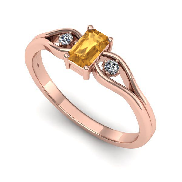 Inel din aur roz cu citrin