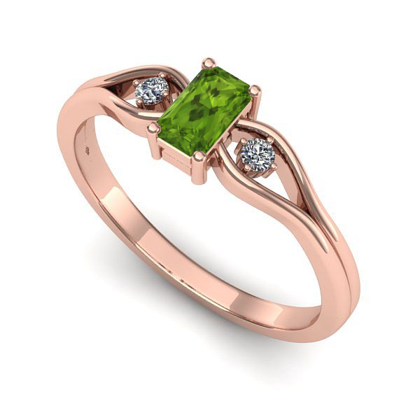 Inel de logodna din aur roz cu peridot