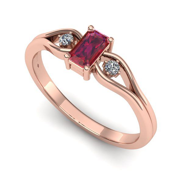 Inel din aur roz cu rubin