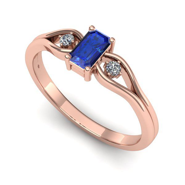 Inel logodna din aur roz cu safir