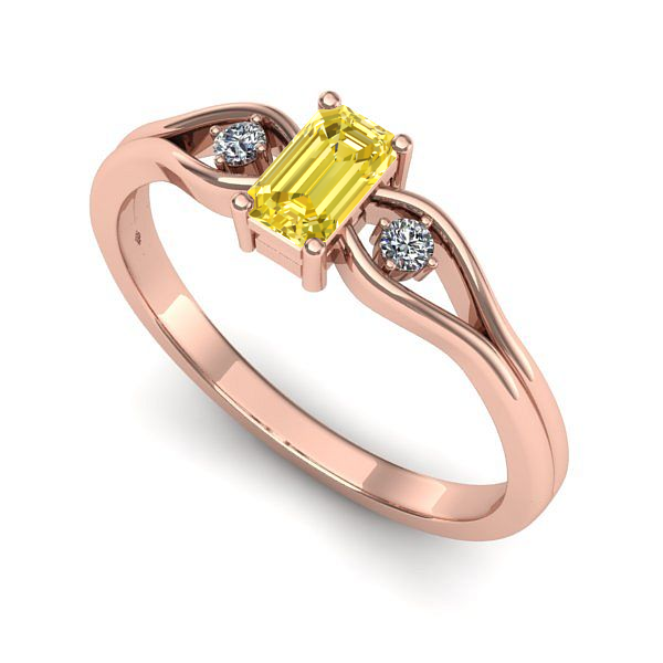 Inel din aur roz cu safir galben