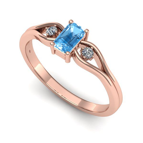 Inel logodna din aur roz cu topaz blue