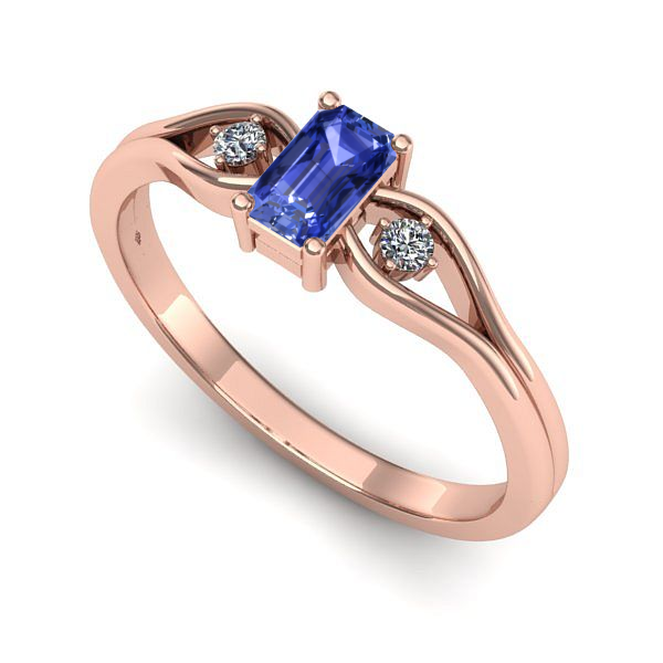 Inel logodna din aur roz cu tanzanit