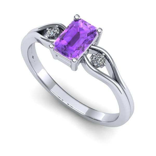 Inel logodna din aur alb cu ametist