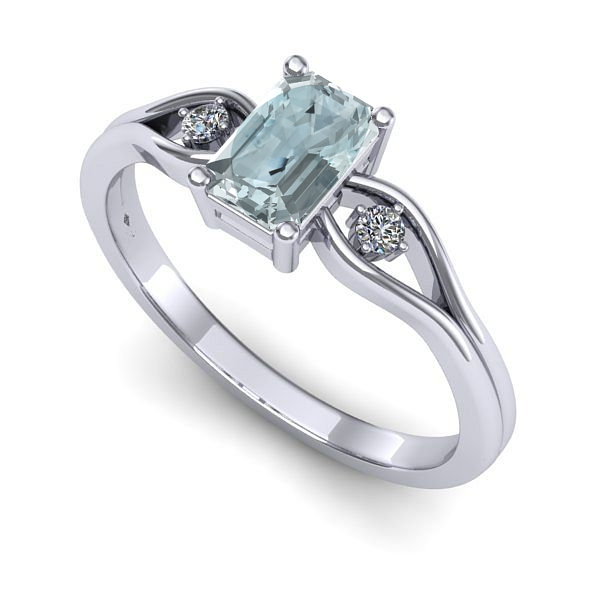 Inel din aur alb cu aquamarin