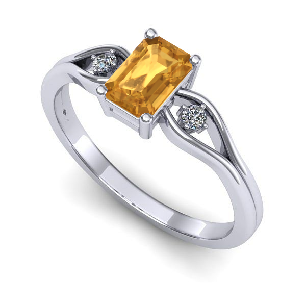 Inel de logodna din aur alb cu citrin