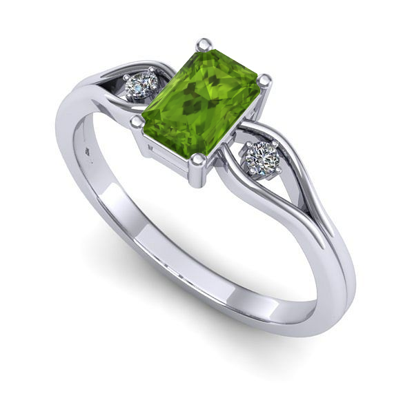 Inel din aur alb cu peridot