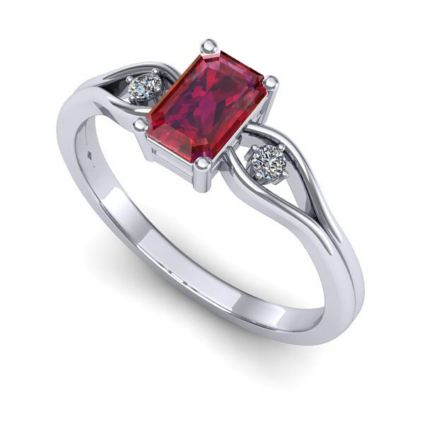 Inel logodna din aur alb cu rubin