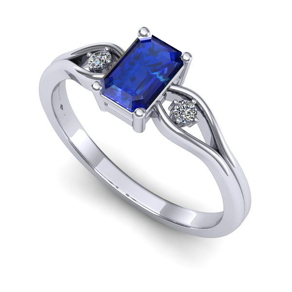 Inel din aur alb cu safir