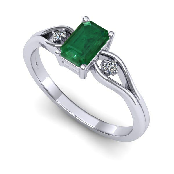 Inel din aur alb cu smarald