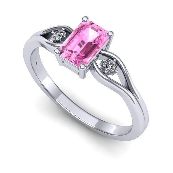 Inel de logodna din aur alb cu safir roz